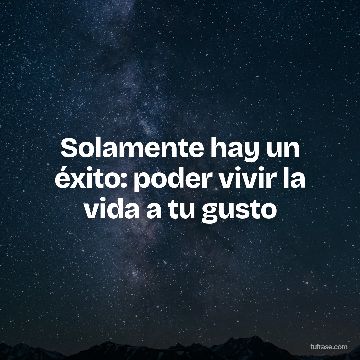 Solamente hay un éxito: poder vivir la vida a tu gusto