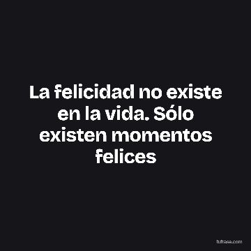 La felicidad no existe en la vida. Sólo existen momentos felices