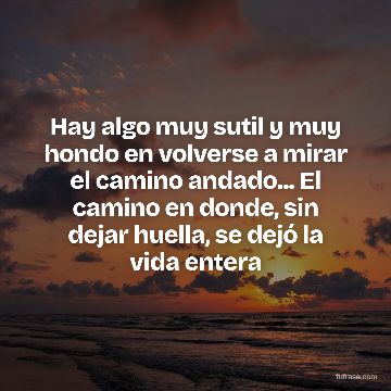 Hay algo muy sutil y muy hondo en volverse a mirar el camino andado... El camino en donde, sin dejar huella, se dejó la vida entera