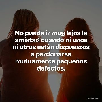 No puede ir muy lejos la amistad cuando ni unos ni otros están dispuestos a perdonarse mutuamente pequeños defectos.