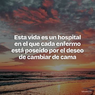 Esta vida es un hospital en el que cada enfermo está poseído por el deseo de cambiar de cama