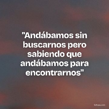"Andábamos sin buscarnos pero sabiendo que andábamos para encontrarnos"