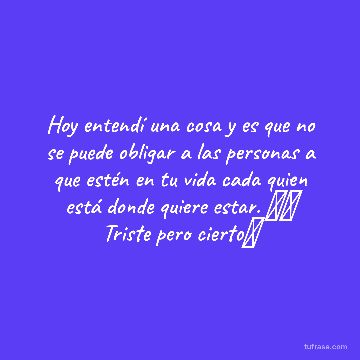 Hoy entendí una cosa y es que no se puede obligar a las personas a que estén en tu vida cada quien está donde quiere estar. 🤷♀️ Triste pero cierto👌