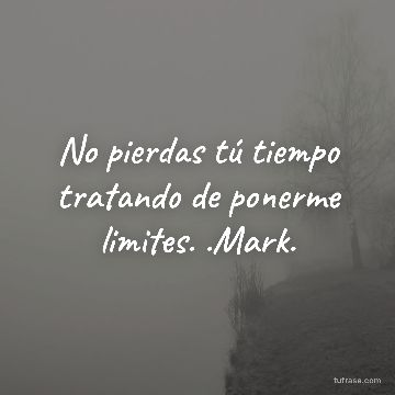 No pierdas tú tiempo tratando de ponerme limites. .Mark.