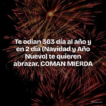 Te odian 363 día al año y en 2 día (Navidad y Año Nuevo) te quieren abrazar. COMAN MIERDA