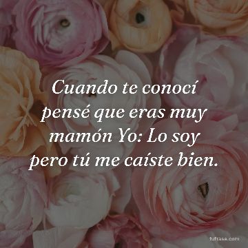 Cuando te conocí pensé que eras muy mamón Yo: Lo soy pero tú me caíste bien.