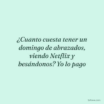 ¿Cuanto cuesta tener un domingo de abrazados, viendo Netflix y besándonos? Yo lo pago