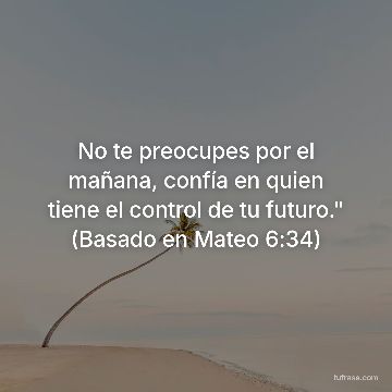 No te preocupes por el mañana, confía en quien tiene el control de tu futuro." (Basado en Mateo 6:34)
