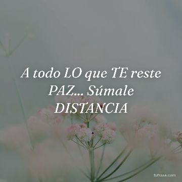 A todo LO que TE reste PAZ... Súmale DISTANCIA
