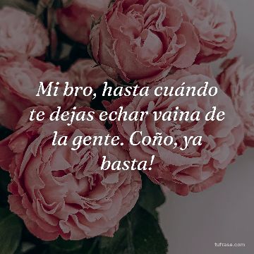 Mi bro, hasta cuándo te dejas echar vaina de la gente. Coño, ya basta!