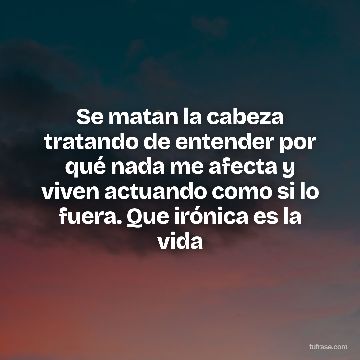 Se matan la cabeza tratando de entender por qué nada me afecta y viven actuando como si lo fuera. Que irónica es la vida