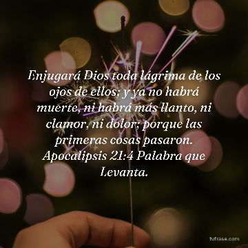 Enjugará Dios toda lágrima de los ojos de ellos; y ya no habrá muerte, ni habrá más llanto, ni clamor, ni dolor; porque las primeras cosas pasaron. Apocalipsis 21:4 Palabra que Levanta.