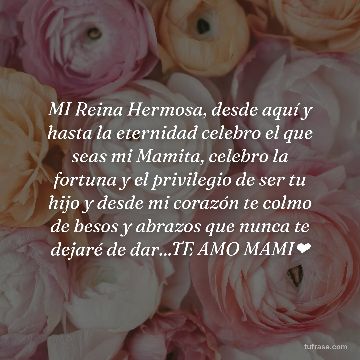 MI Reina Hermosa, desde aquí y hasta la eternidad celebro el que seas mi Mamita, celebro la fortuna y el privilegio de ser tu hijo y desde mi corazón te colmo de besos y abrazos que nunca te dejaré de dar...TE AMO MAMI❤️